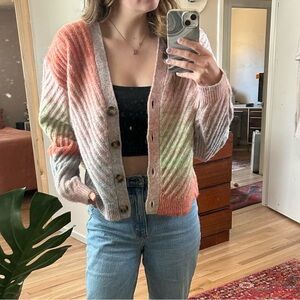 NWT Telluride Clothing Company | Wool Rainbow Button Up Cardigan Sweater